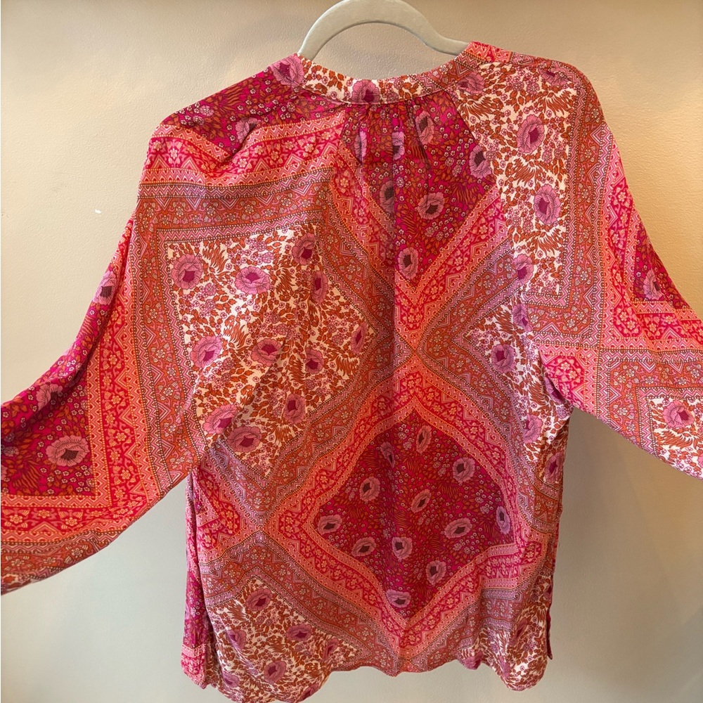 Pink And Orange Patterned Blouse - image 2
